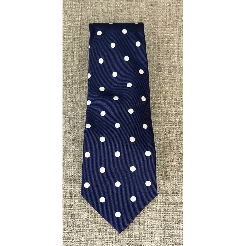Liverano & Liverano Firenze Navy Blue Polka Dot Silk Tie Made in Italy